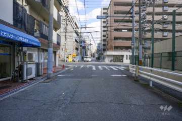 敷地南側の前面道路（西側から）