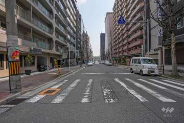 敷地の南側前面道路（西側から）