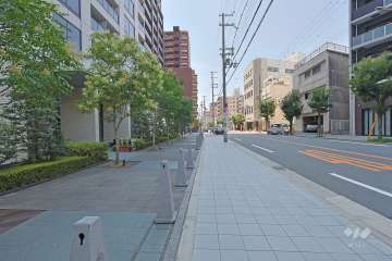 敷地の北西側前面道路（北東側から）