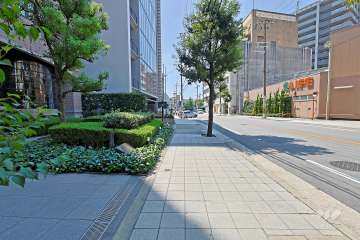 敷地の北西側前面道路（北東側から）