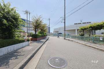 敷地西側の前面道路（北側から）