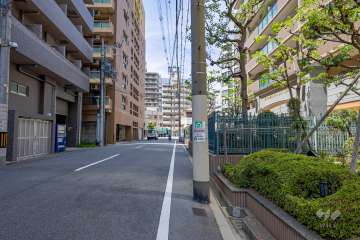 敷地南西側の前面道路（南東側から）