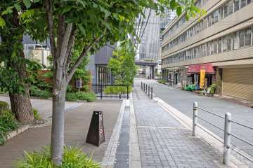 敷地南東側の前面道路（南西側から）