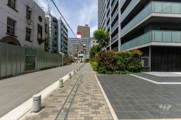 敷地南西側の前面道路（南東側から）