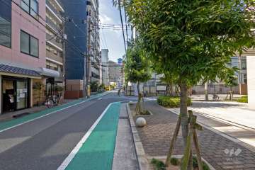 敷地東側の前面道路（北側から）