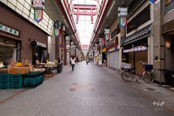 敷地東側の前面道路（南側から）※天神橋筋商店街
