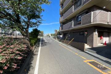 敷地の南西側前面道路（南東側から）