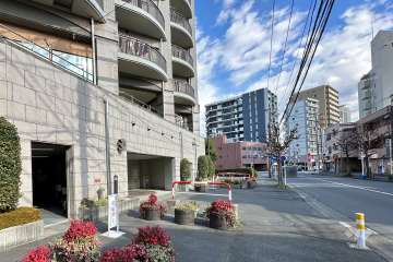 敷地の南西側前面道路（北西側から）