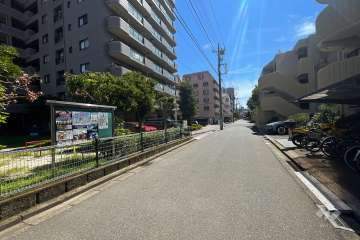 敷地南側の前面道路（西側から）