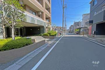 敷地の南側前面道路（西側から）