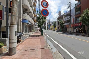 敷地南側の前面道路（西側から）
