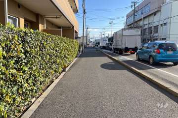 敷地南西側の前面道路（北西側から）
