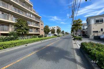 敷地の南側前面道路（西側から）