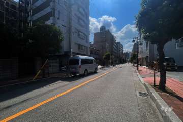 敷地の南側前面道路（西側から）