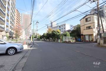敷地南側の前面道路（西側から）