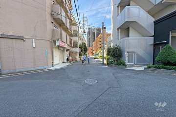 敷地西側の前面道路（北側から）