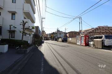 敷地西側の前面道路（北側から）