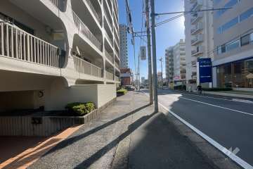敷地の南側前面道路（西側から）