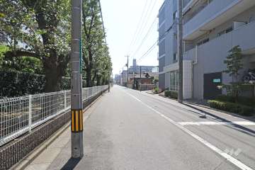 敷地西側の前面道路（北側から）