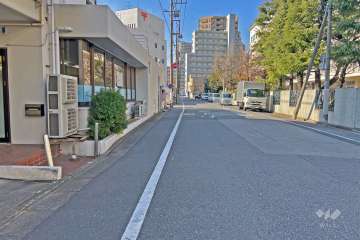 敷地の北東側前面道路（南東側から）