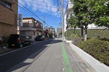 敷地西側の前面道路（南側から）