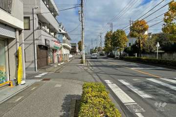 敷地の南側前面道路（西側から）