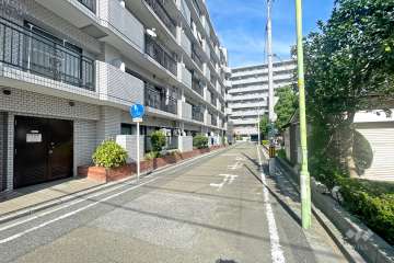 敷地の南側前面道路（西側から）