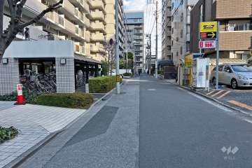 敷地南側の前面道路（西側から）