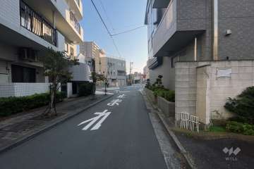 敷地の南側前面道路（西側から）