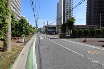 敷地の西側前面道路（北側から）