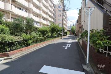 敷地南側の前面道路（西側から）