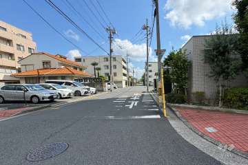 敷地の北西側前面道路（南西側から）