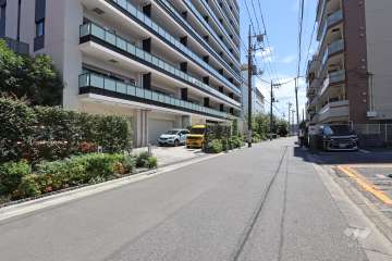 敷地西側の前面道路（北側から）