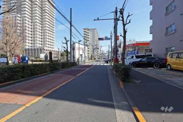 敷地北側の前面道路（西側から）