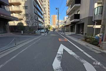 敷地南側の前面道路（西側から）