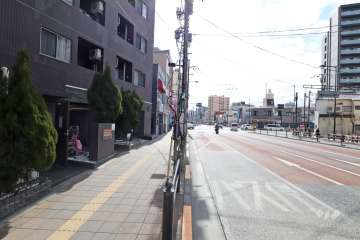 敷地西側の前面道路（北側から）