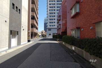 敷地の北側前面道路（西側から）