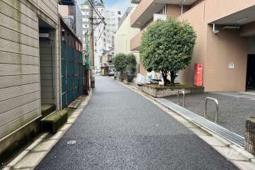 敷地の南西側前面道路（南東側から）
