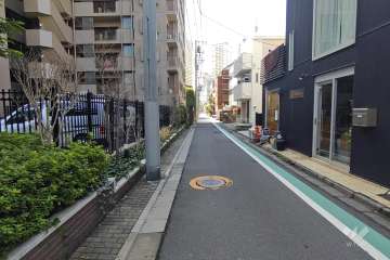 敷地の西側前面道路（北側から）