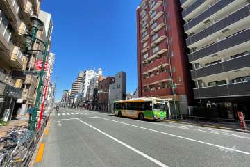 敷地西側の前面道路（南側から）