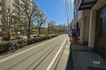 敷地西側の前面道路（北側から）