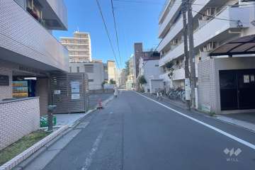 敷地南側の前面道路（西側から）