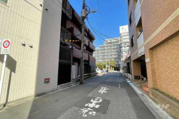 敷地の南東側前面道路（南西側から）