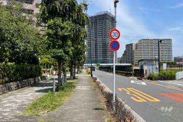 敷地の南東側前面道路（南西側から）