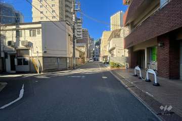 敷地南東側の前面道路（北東側から）