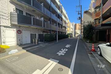 敷地南側の前面道路（西側から）