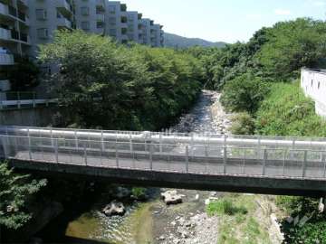 すぐ西側を流れる余野川
