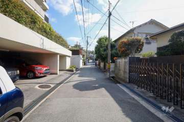 敷地南側の前面道路（西側から）