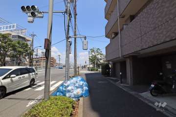 敷地南西側の前面道路（南東側から）