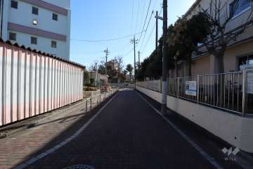 敷地西側の前面道路(北側から)